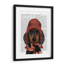 Dachshund En Rosa Sombrero Y Bufanda - Fab Funky | Cuadro decorativo de Canvas Lab