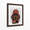 Dachshund En Rosa Sombrero Y Bufanda - Fab Funky | Cuadro decorativo de Canvas Lab