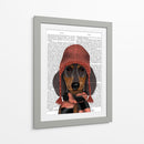 Dachshund En Rosa Sombrero Y Bufanda - Fab Funky | Cuadro decorativo de Canvas Lab