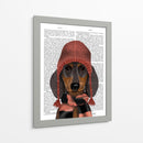 Dachshund En Rosa Sombrero Y Bufanda - Fab Funky | Cuadro decorativo de Canvas Lab