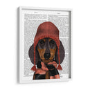 Dachshund En Rosa Sombrero Y Bufanda - Fab Funky | Cuadro decorativo de Canvas Lab