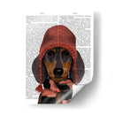 Dachshund En Rosa Sombrero Y Bufanda - Fab Funky | Cuadro decorativo de Canvas Lab