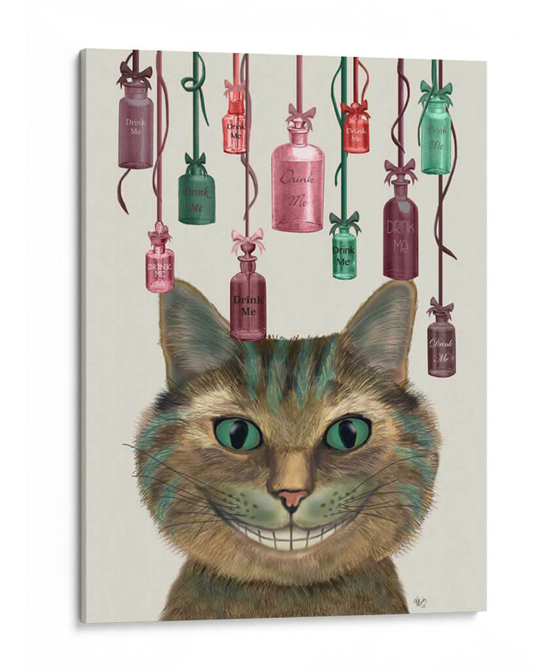 Cheshire Gato Y Botellas - Fab Funky | Cuadro decorativo de Canvas Lab