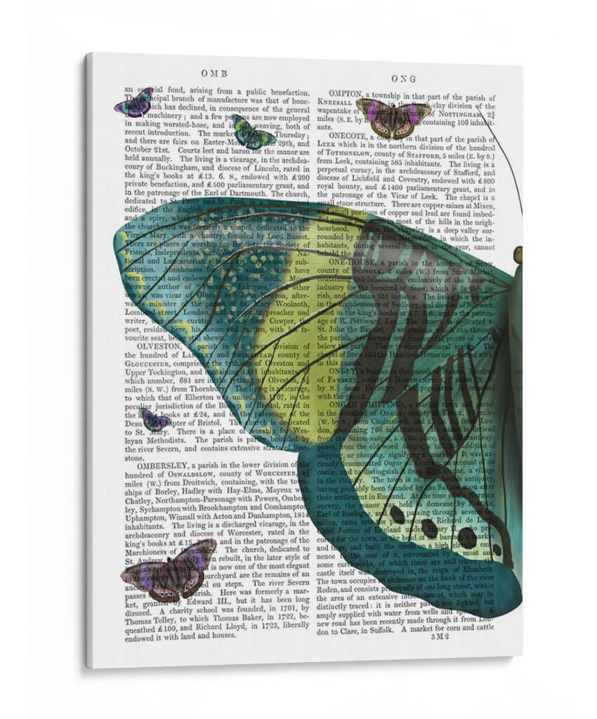 Mariposa En Turquesa Y Amarillo A - Fab Funky | Cuadro decorativo de Canvas Lab