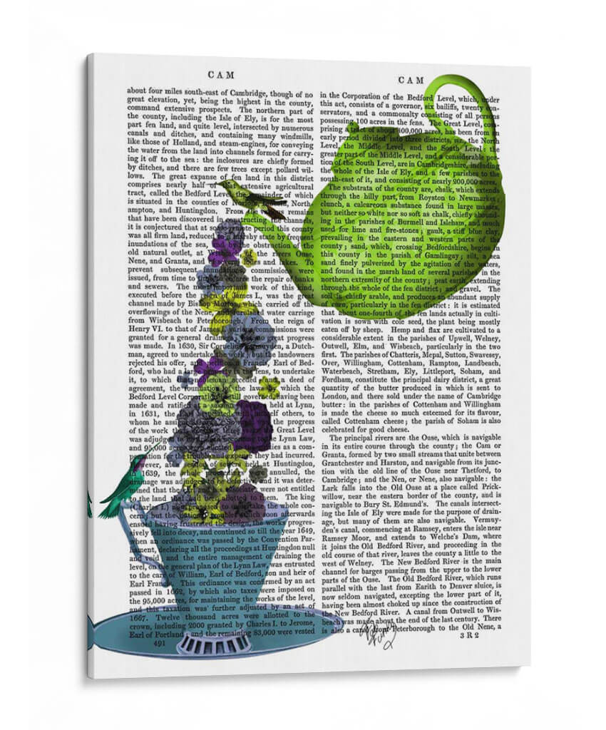 Tetera, Taza Y Flores, Verde Y Azul. - Fab Funky | Cuadro decorativo de Canvas Lab