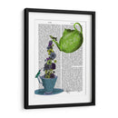 Tetera, Taza Y Flores, Verde Y Azul. - Fab Funky | Cuadro decorativo de Canvas Lab