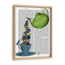 Tetera, Taza Y Flores, Verde Y Azul. - Fab Funky | Cuadro decorativo de Canvas Lab