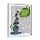 Tetera, Taza Y Flores, Verde Y Azul. - Fab Funky | Cuadro decorativo de Canvas Lab