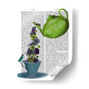 Tetera, Taza Y Flores, Verde Y Azul. - Fab Funky | Cuadro decorativo de Canvas Lab