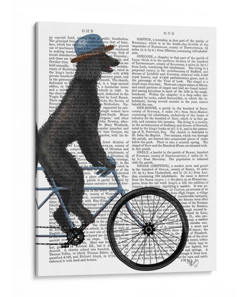 Caniche En Bicicleta, Negro - Fab Funky | Cuadro decorativo de Canvas Lab