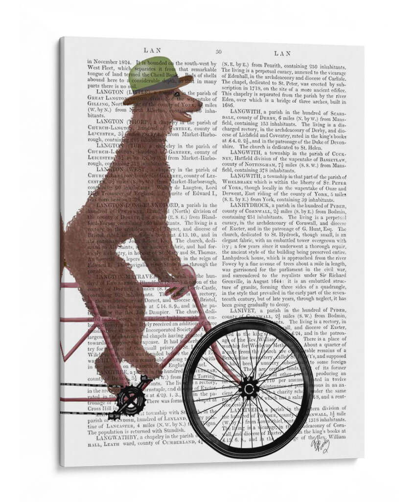 Caniche En Bicicleta, Marrón - Fab Funky | Cuadro decorativo de Canvas Lab
