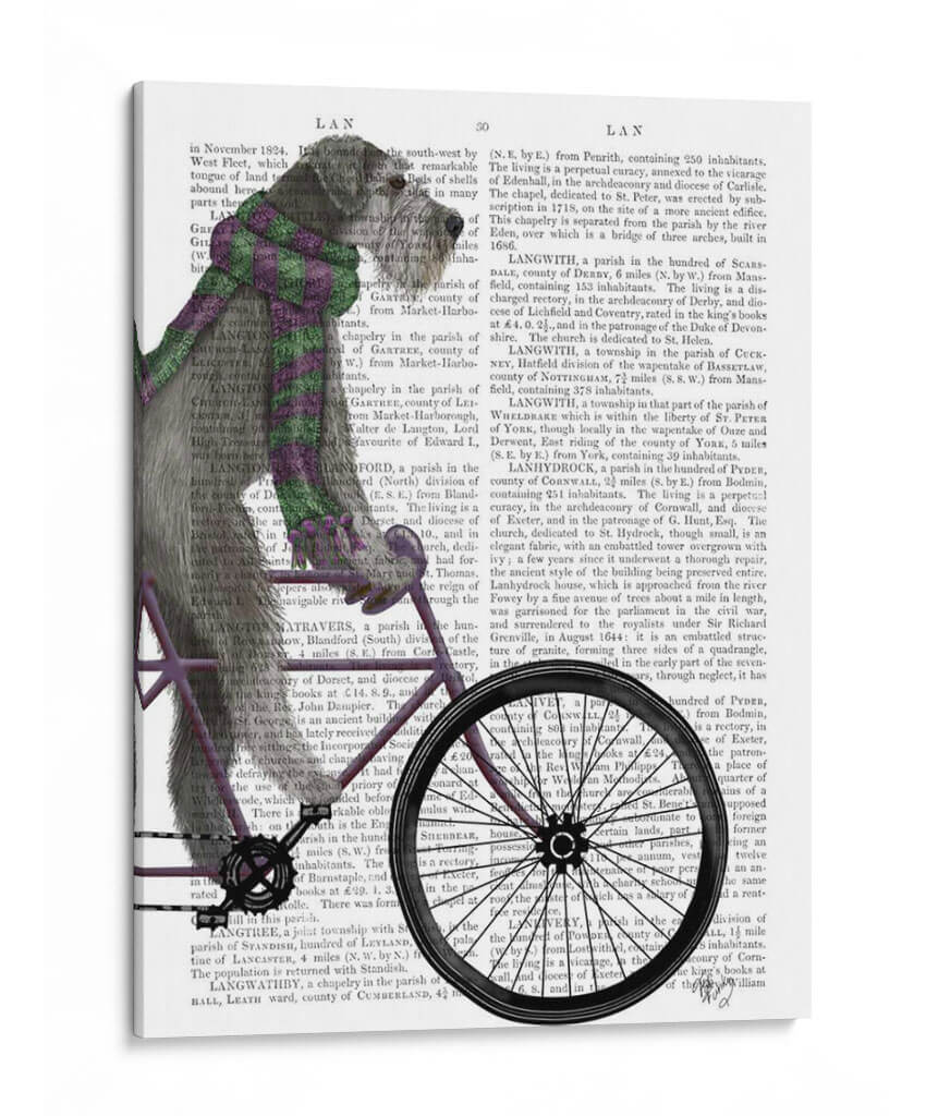 Schnauzer En Bicicleta, Gris - Fab Funky | Cuadro decorativo de Canvas Lab