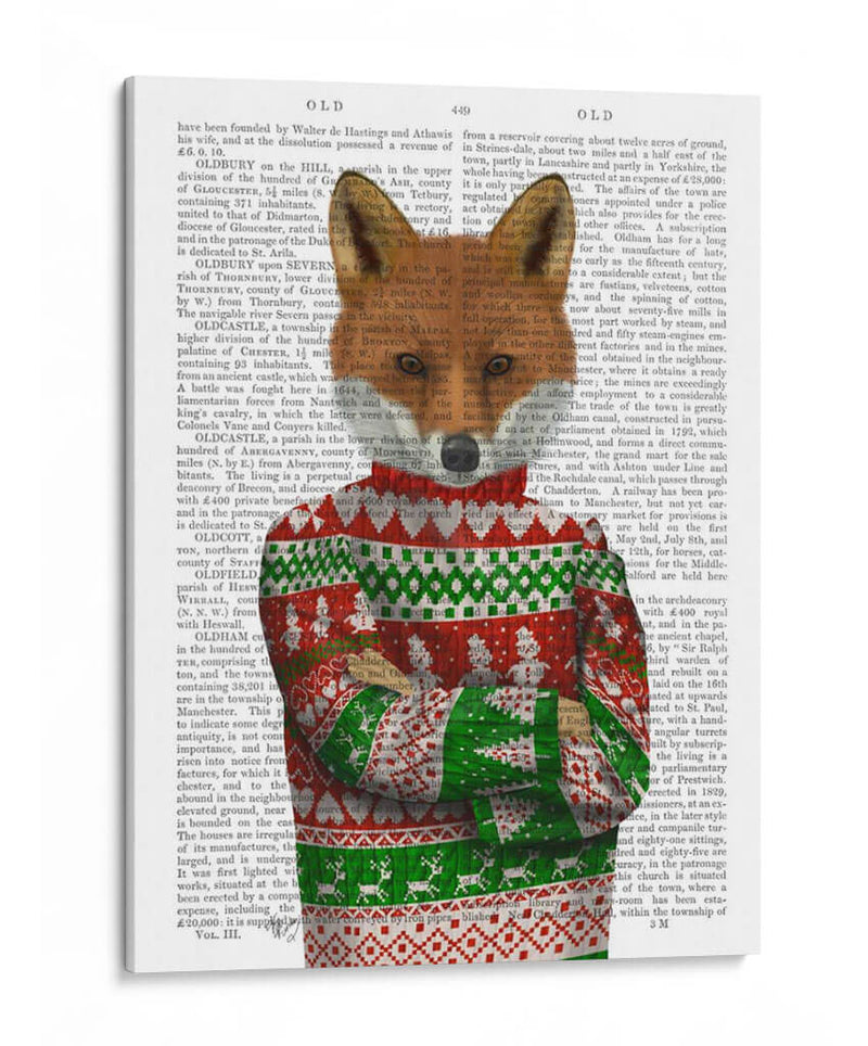 Zorro En Suéter De Navidad - Fab Funky | Cuadro decorativo de Canvas Lab