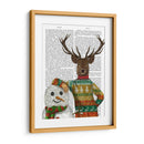 Ciervos En Suéter De Navidad Con Muñeco De Nieve - Fab Funky | Cuadro decorativo de Canvas Lab