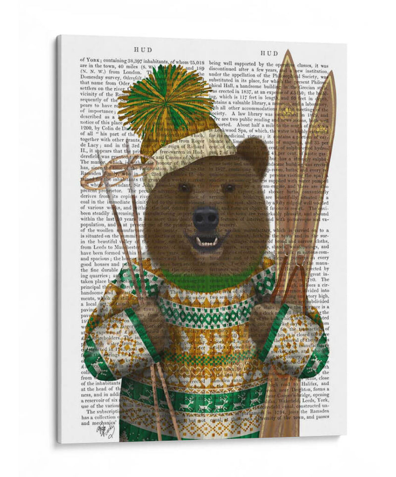 Oso En Suéter De Navidad - Fab Funky | Cuadro decorativo de Canvas Lab