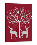 Navidad Des - Venados Y Árbol De Corazón, Gris En Rojo - Fab Funky | Cuadro decorativo de Canvas Lab