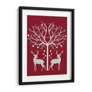 Navidad Des - Venados Y Árbol De Corazón, Gris En Rojo - Fab Funky | Cuadro decorativo de Canvas Lab
