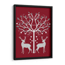 Navidad Des - Venados Y Árbol De Corazón, Gris En Rojo - Fab Funky | Cuadro decorativo de Canvas Lab
