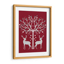 Navidad Des - Venados Y Árbol De Corazón, Gris En Rojo - Fab Funky | Cuadro decorativo de Canvas Lab