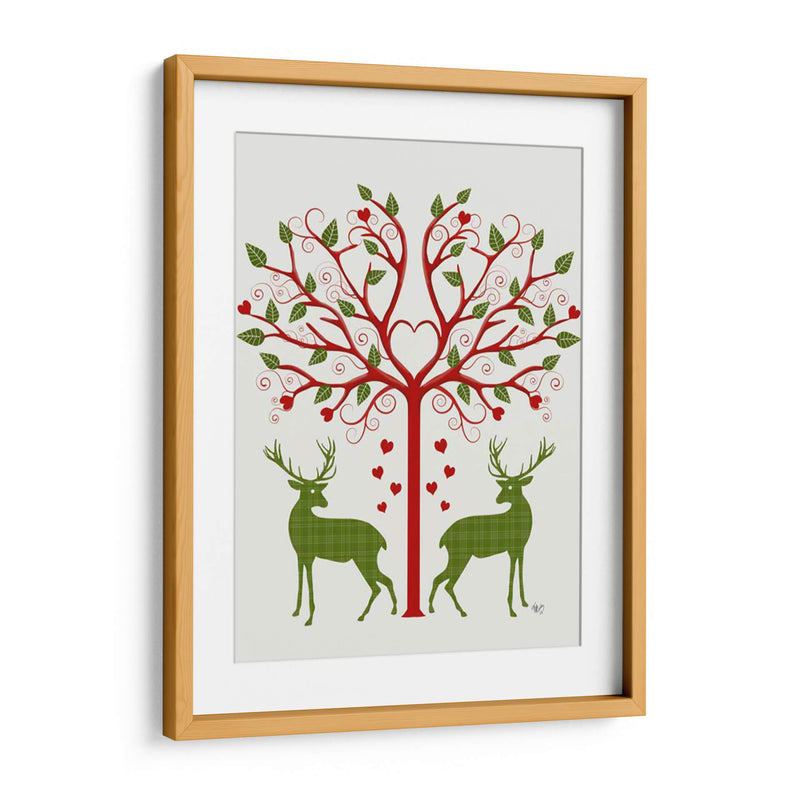 Navidad Des - Ciervos Y Árbol De Corazón, En Crema - Fab Funky | Cuadro decorativo de Canvas Lab