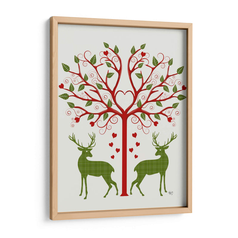 Navidad Des - Ciervos Y Árbol De Corazón, En Crema - Fab Funky | Cuadro decorativo de Canvas Lab