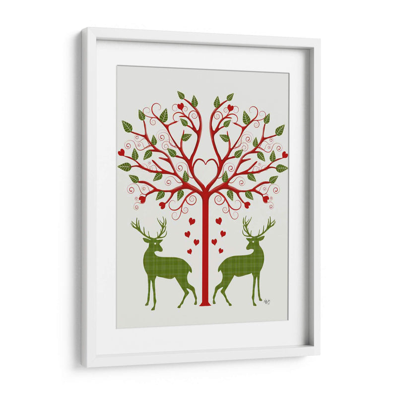 Navidad Des - Ciervos Y Árbol De Corazón, En Crema - Fab Funky | Cuadro decorativo de Canvas Lab