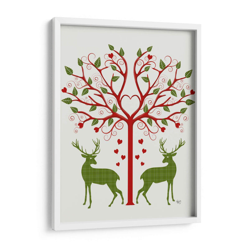 Navidad Des - Ciervos Y Árbol De Corazón, En Crema - Fab Funky | Cuadro decorativo de Canvas Lab