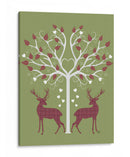 Navidad Des - Ciervos Y Árbol De Corazón, Rosa En Verde - Fab Funky | Cuadro decorativo de Canvas Lab