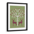Navidad Des - Ciervos Y Árbol De Corazón, Rosa En Verde - Fab Funky | Cuadro decorativo de Canvas Lab