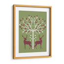 Navidad Des - Ciervos Y Árbol De Corazón, Rosa En Verde - Fab Funky | Cuadro decorativo de Canvas Lab