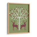 Navidad Des - Ciervos Y Árbol De Corazón, Rosa En Verde - Fab Funky | Cuadro decorativo de Canvas Lab