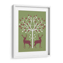 Navidad Des - Ciervos Y Árbol De Corazón, Rosa En Verde - Fab Funky | Cuadro decorativo de Canvas Lab