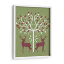 Navidad Des - Ciervos Y Árbol De Corazón, Rosa En Verde - Fab Funky | Cuadro decorativo de Canvas Lab