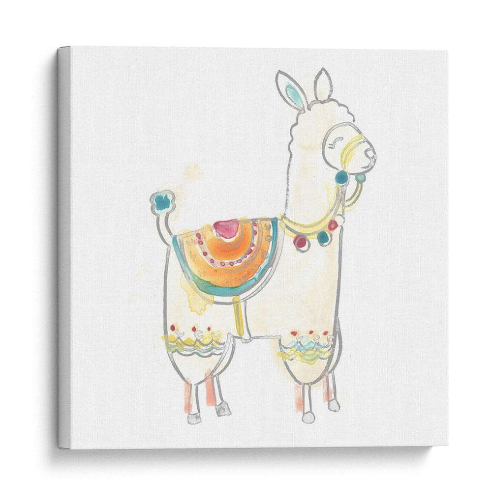 Blockprint Llama I - June Erica Vess | Cuadro decorativo de Canvas Lab