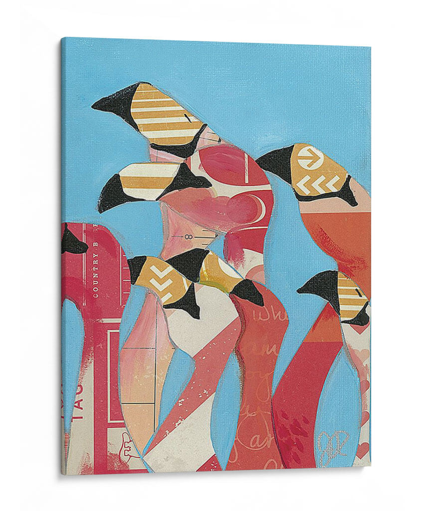 Bandada De Flamencos Ii - Jennifer Rutledge | Cuadro decorativo de Canvas Lab