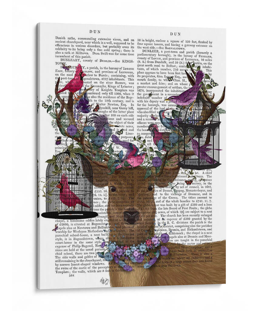 Birduidor Deer, Jaulas De Pájaros Tropicales - Fab Funky | Cuadro decorativo de Canvas Lab
