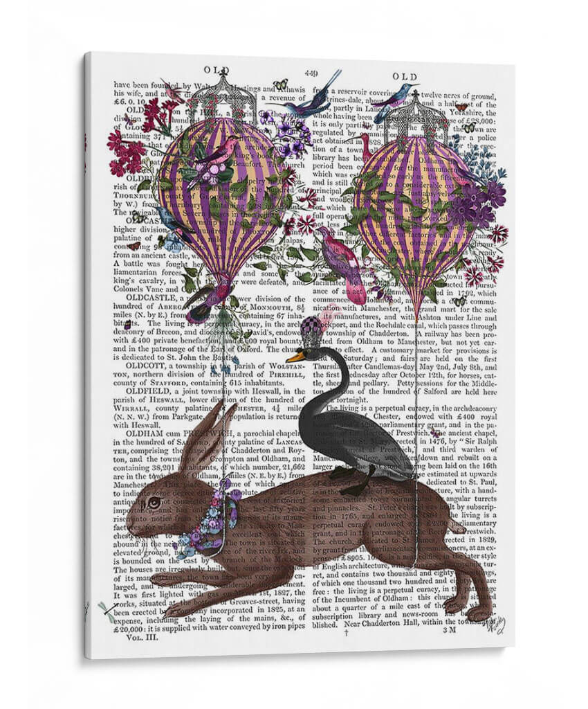 Birduidor De Liebre, Globo De Aire Caliente - Fab Funky | Cuadro decorativo de Canvas Lab