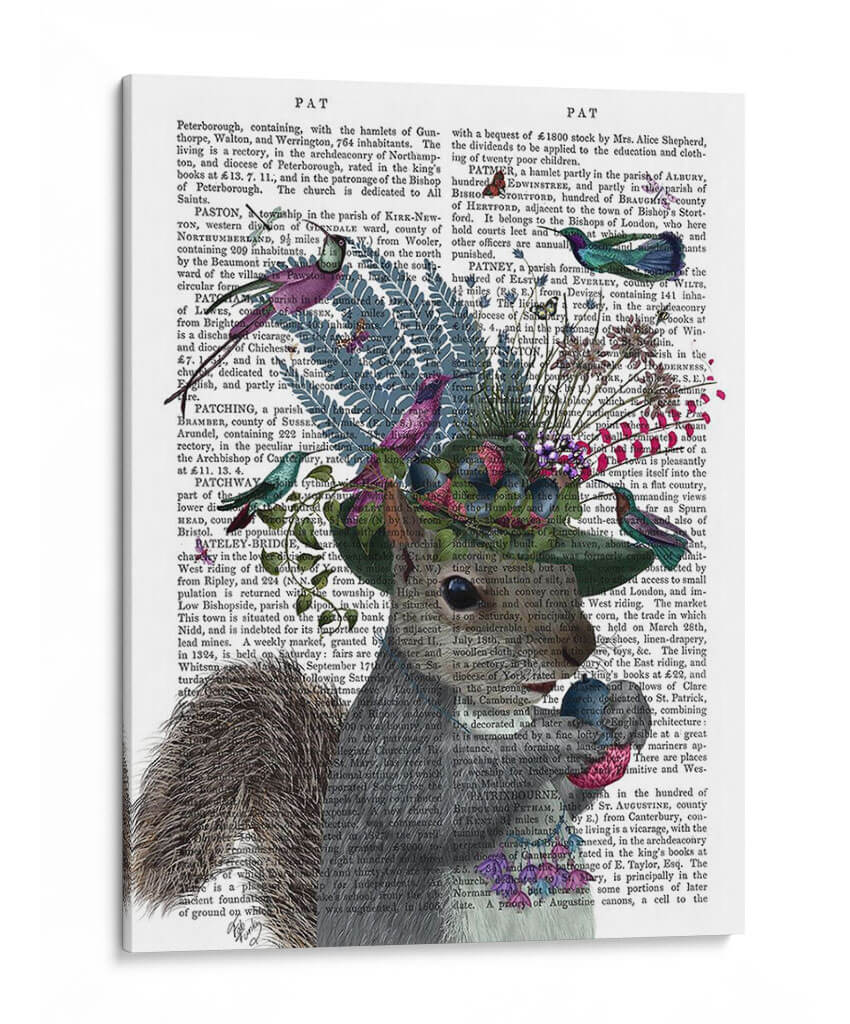 Birduidor De Ardilla Y Bellotas Azules - Fab Funky | Cuadro decorativo de Canvas Lab