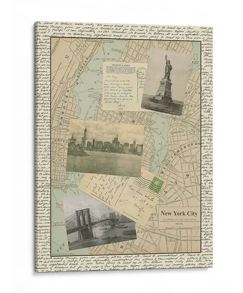 Mapa De La Vendimia De Nueva York - Vision Studio | Cuadro decorativo de Canvas Lab