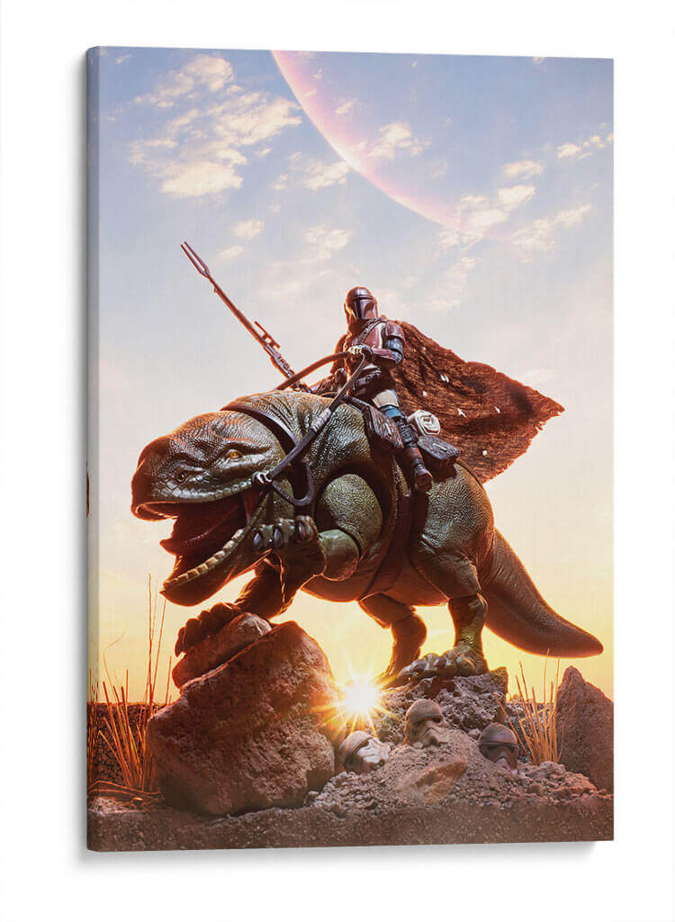 Mando and Dewback - Action Geek | Cuadro decorativo de Canvas Lab