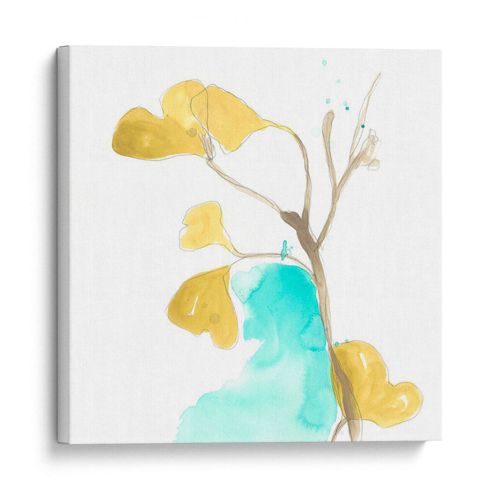 Teal Y Ocre Ginko Ix - June Erica Vess | Cuadro decorativo de Canvas Lab