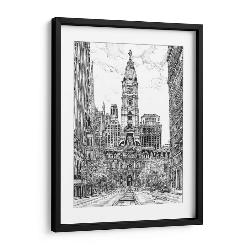 Bandw Nosotros Paisaje Urbano-Philadelphia - Melissa Wang | Cuadro decorativo de Canvas Lab