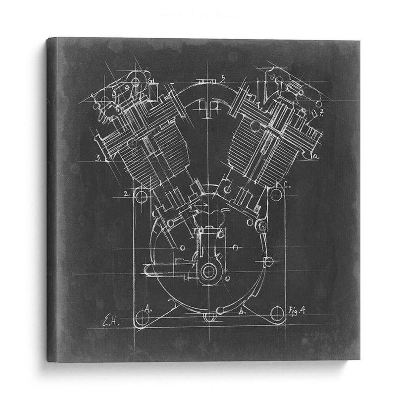 Blueprint Del Motor De La Motocicleta Ii - Ethan Harper | Cuadro decorativo de Canvas Lab