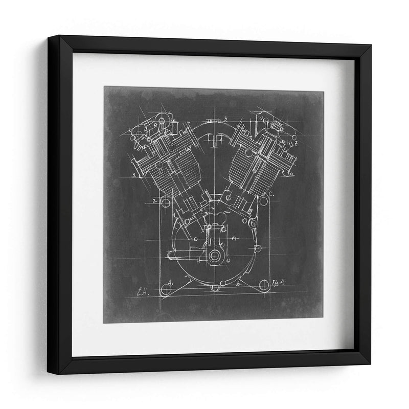 Blueprint Del Motor De La Motocicleta Ii - Ethan Harper | Cuadro decorativo de Canvas Lab