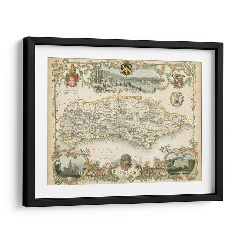 Mapa De Sussex | Cuadro decorativo de Canvas Lab