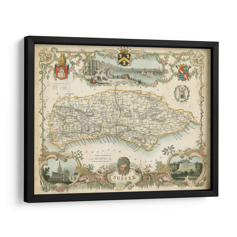 Mapa De Sussex | Cuadro decorativo de Canvas Lab