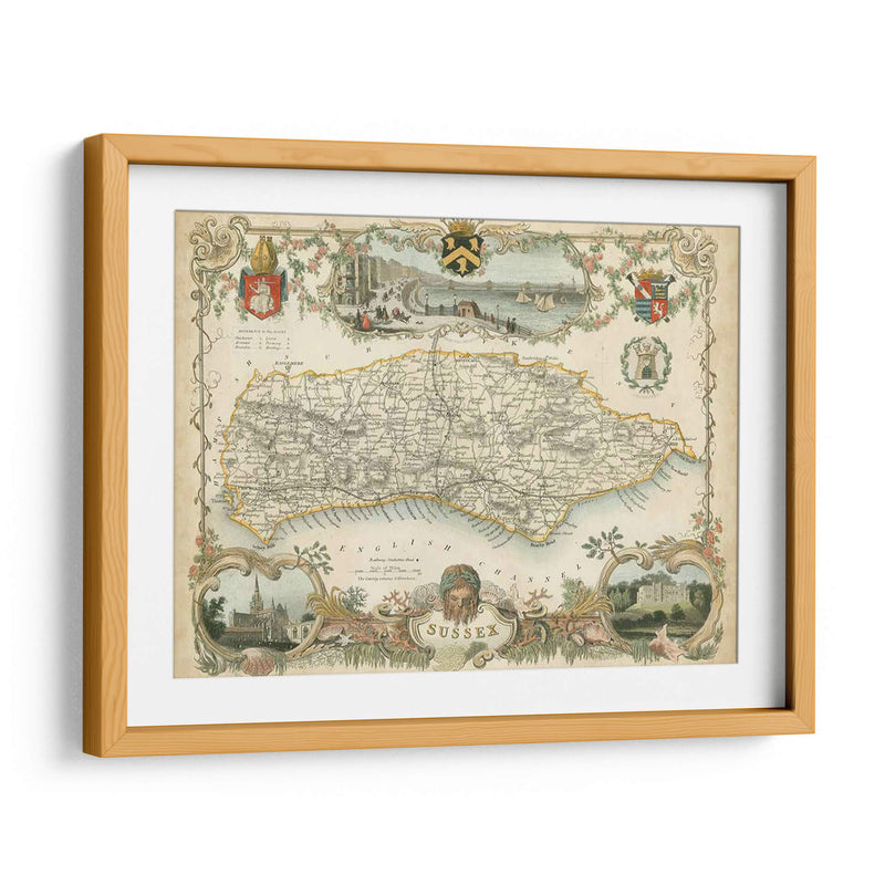 Mapa De Sussex | Cuadro decorativo de Canvas Lab