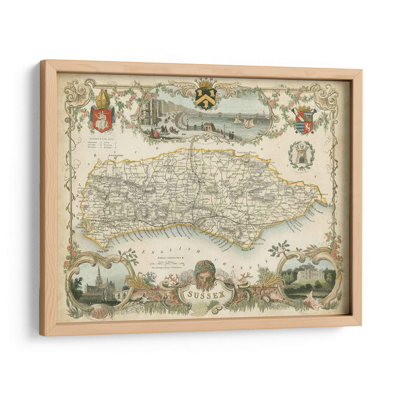 Mapa De Sussex | Cuadro decorativo de Canvas Lab