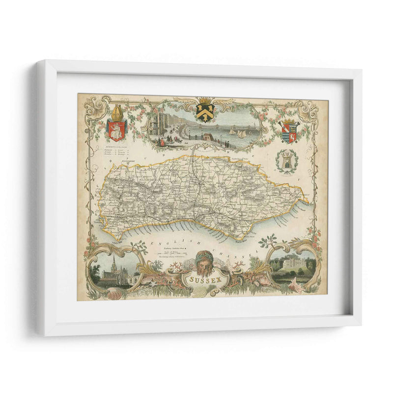 Mapa De Sussex | Cuadro decorativo de Canvas Lab