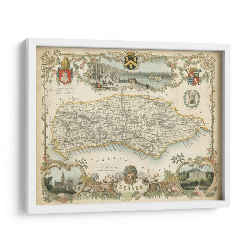 Mapa De Sussex | Cuadro decorativo de Canvas Lab